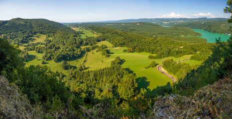 panorama of the lac de vouglans river, france