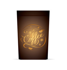 Vector packaging for coffee template with coffee and coffee cups for your design - 296310493