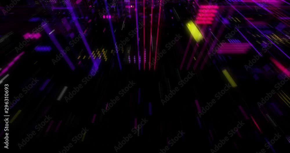 Poster virtual data on digital screen display, future technology and programming concept. flying futuristic