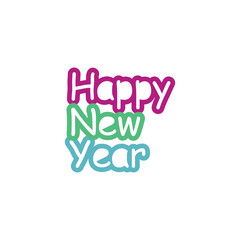 logo design vector template writing happy new year with colorful styles