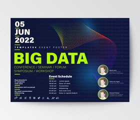 Big Data conference business design template. Futuristic spectrum wave technology background for seminar event poster, leaflet, banner, presentation.
