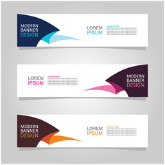 Vector abstract banner design web template set of 3. Abstract geometric background used for letterhead, header, footer, layout, landing page and print media