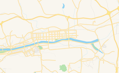 Naklejka premium Printable street map of Fushun, China