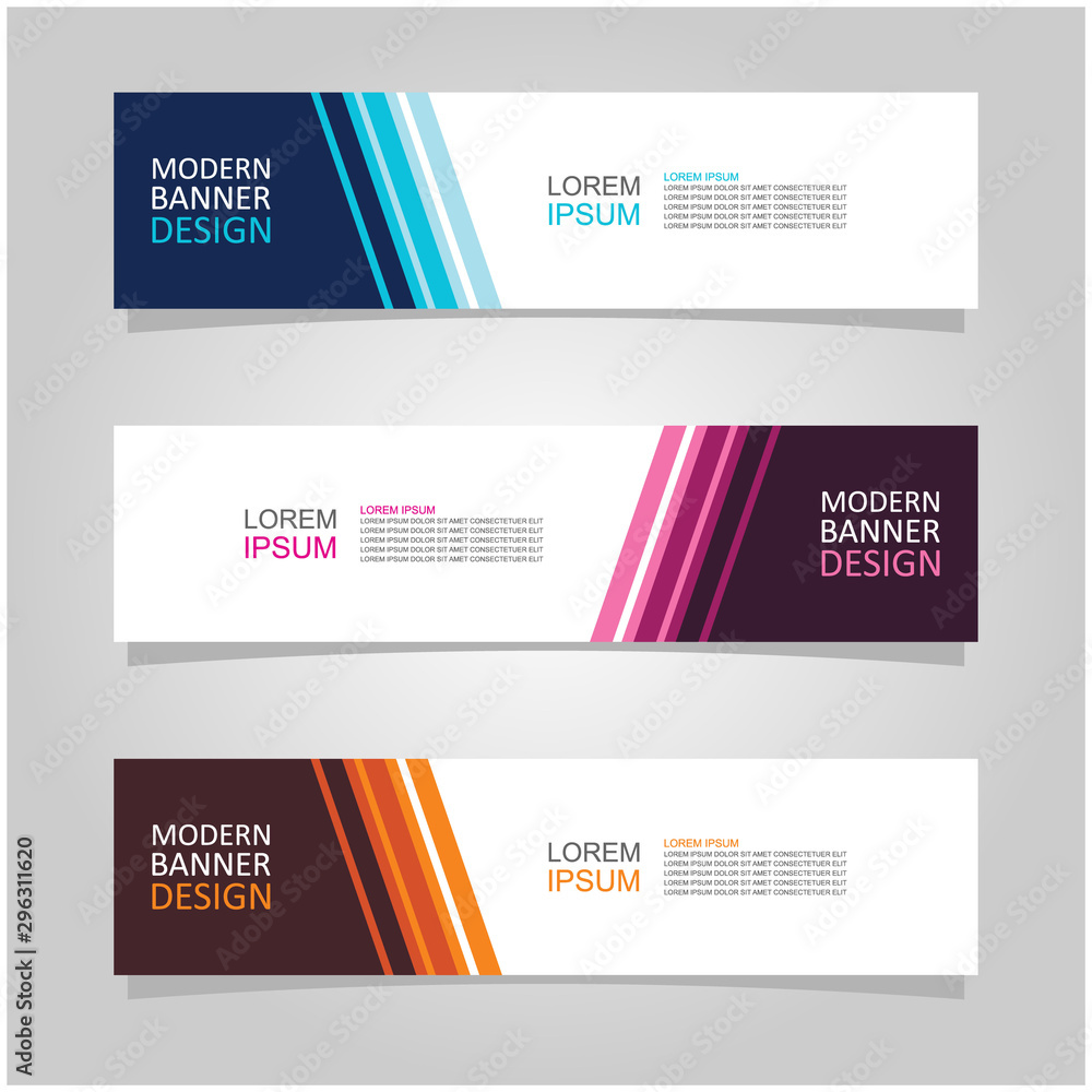 Wall mural vector abstract banner design web template set of 3. abstract geometric background used for letterhe