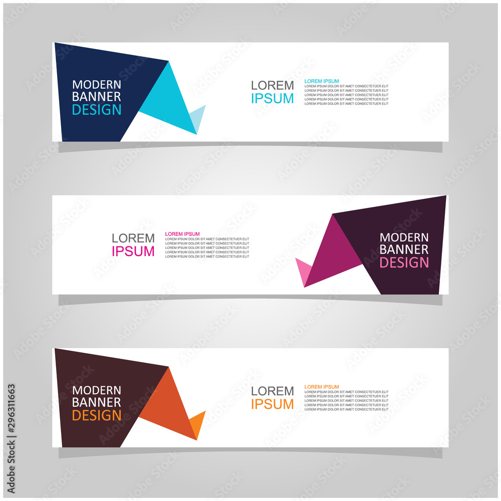 Wall mural vector abstract banner design web template set of 3. abstract geometric background used for letterhe