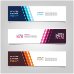 Vector abstract banner design web template set of 3. Abstract geometric background used for letterhead, header, footer, layout, landing page and print media