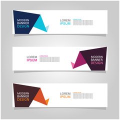 Vector abstract banner design web template set of 3. Abstract geometric background used for letterhead, header, footer, layout, landing page and print media