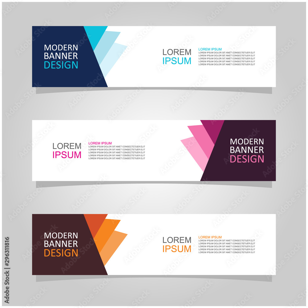 Wall mural vector abstract banner design web template set of 3. abstract geometric background used for letterhe
