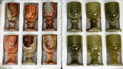 glasses made of colored stone