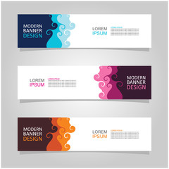 Vector abstract banner design web template set of 3. Abstract geometric background used for letterhead, header, footer, layout, landing page and print media