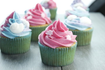 cupcakes with frosting and sprinkles