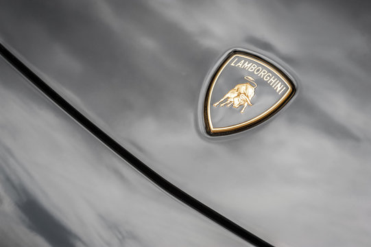 Lamborghini Raging Bull Vehicle Badge Closeup In Winnersh, UK On May 18, 2013