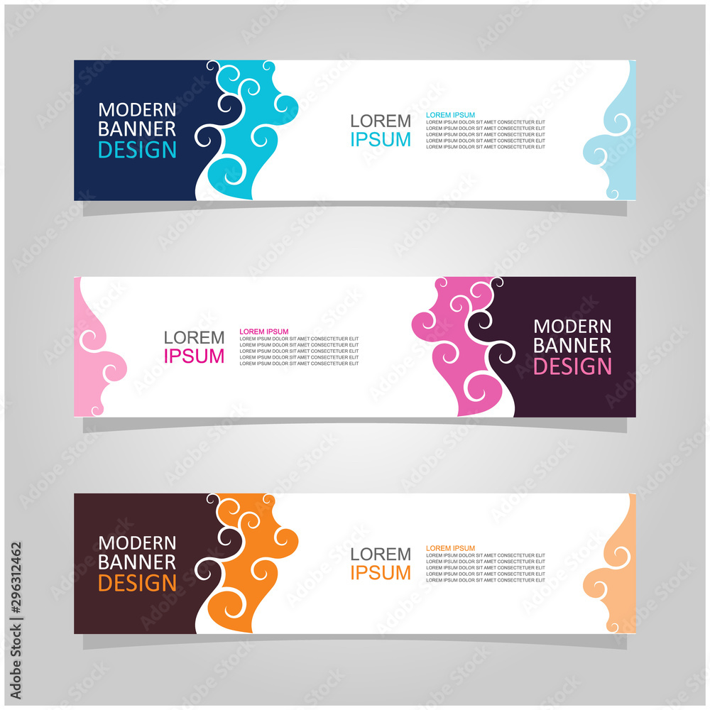 Wall mural vector abstract banner design web template set of 3. abstract geometric background used for letterhe