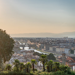 Bridges in Florence at Sunset - View Over Florence, Tuscany - 