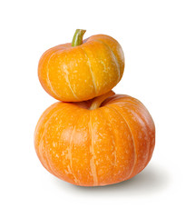A stack of pumpkins isolated on white background.