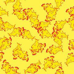 Urban UFO camouflage of various shades of red, yellow and purple colors