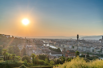 Fototapeta premium Bridges in Florence at Sunset - View Over Florence, Tuscany - 