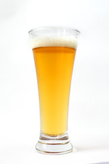 glass of beer on a white background