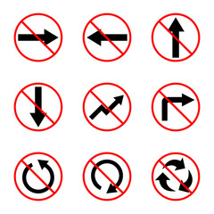 Pointer sign. Click arrow symbol. Prohibited ban stop symbol.Mouse Cursor icon.