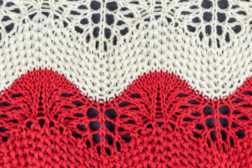 The texture of a knitted sweater. Knitted pattern close-up.
