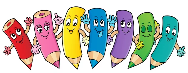Door stickers For kids Happy wooden crayons theme image 1