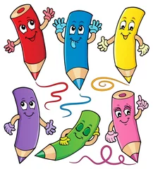 Door stickers For kids Happy wooden crayons theme set 1