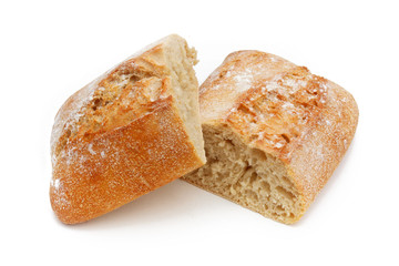 Ciabatta, italian bread isolated on white background