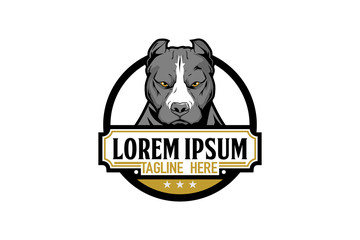 Animal Dog pitbull Cartoon Character vector logo emblem template