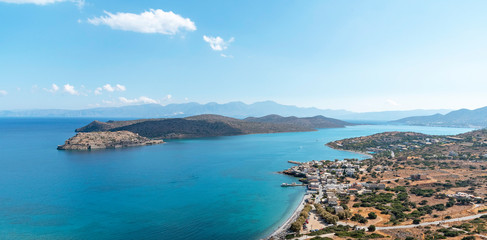 Obraz premium Spinalonga Island, Crete, Greece. October 2019. An overview of the former leper colony, Spinalonga on the Mirabella Sea, off of Plaka, Crete.