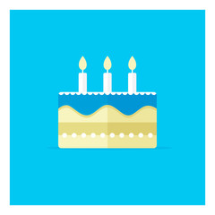 Birthday cake flat icon with - Happy Birthday