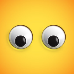 Yellow high-detailed emoticon eyes looking down, vector illustration