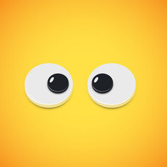 Yellow high-detailed emoticon eyes squinting, vector illustration