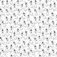 Doodle ghosts seamless pattern.