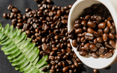 Fresh coffee beans That has been roasted well