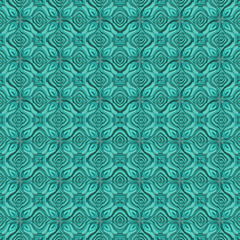 Teal Kaleidoscope Style Ornament Pattern