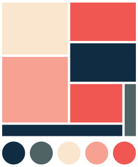 Vector Mood Board & Branding Presentation. Creative Theme Mood Board, Logo Template, Collage Frames with Universal Colour Palette. Picture Display & Montage.