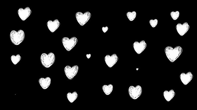 heart, many hearts . heart pink on black backdrop Background of hearts, canvas, clipart of hearts. cartoon, animated cartoon. for Valentines greeting card motion design, 8 march, women's day.