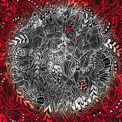 Fototapeta premium Abstract, psychedelic pattern, mosaic, geometric, hand-drawn