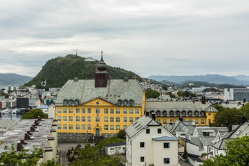ALESUND, NORWAY - Juny, 2019: Alesund city centre. Alesund is town and municipality in More og Romsdal county, Norway