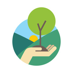 Green Hand Holding Soil With Small Seedling