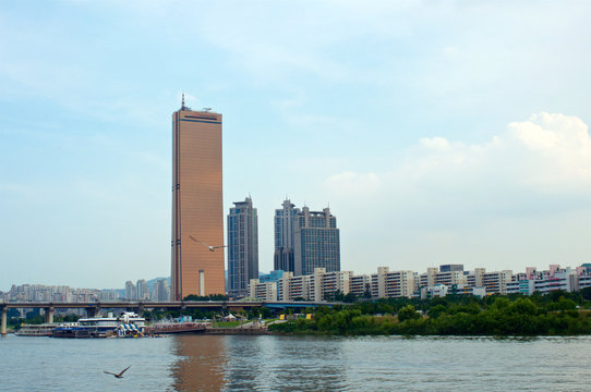 View to 63 building from the Hang river