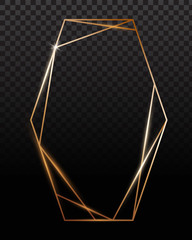 Copper frames. Copper geometrical polyhedron, art deco style for wedding invitation, luxury templates.