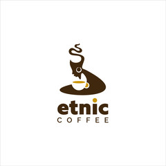 coffee logo fun ethnic woman and cup drink industry design inspiration