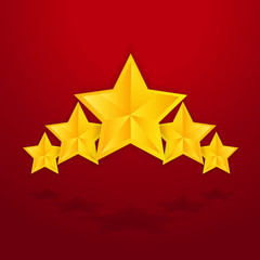 Five star golden rating, feedback creative vector illustration winning