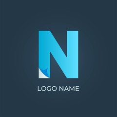 Letter "N" origami logo isolated. Alphabet vector