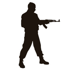 People Holding Firearms Silhouette