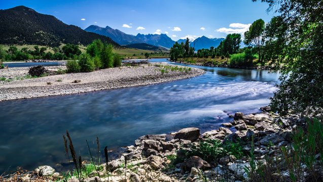 Yellowstone River At Sunrise Near Yellowstone Park