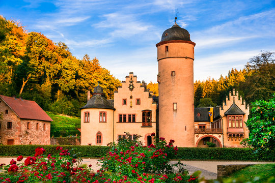 Beautiful romantic castle Mespelbrunn in Germany