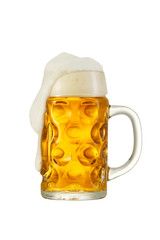 Big traditional glass of Bavarian beer isolated on white