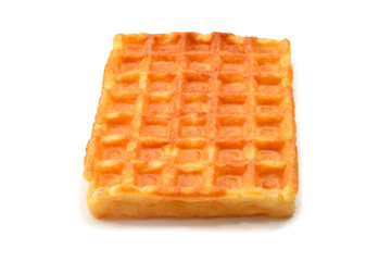 Belgian waffle isolated on white background.